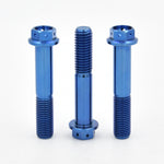 Blue Colored M10X1.5X55mm Drilled Flange  Titanium Bolts