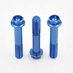 Blue Colored M10X1.5X55mm Drilled Flange  Titanium Bolts